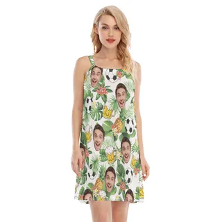 Tropical Custom Face Soccer Beer Hawaiian Dress For Women