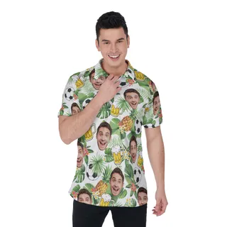 Cool Custom Face Tropical Beer Soccer Hawaiian Polo Shirt