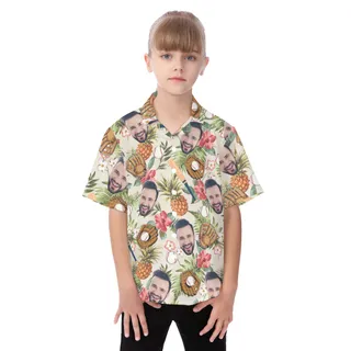 Cute Tropical Baseball Custom Face Hawaiian Shirt For Kids