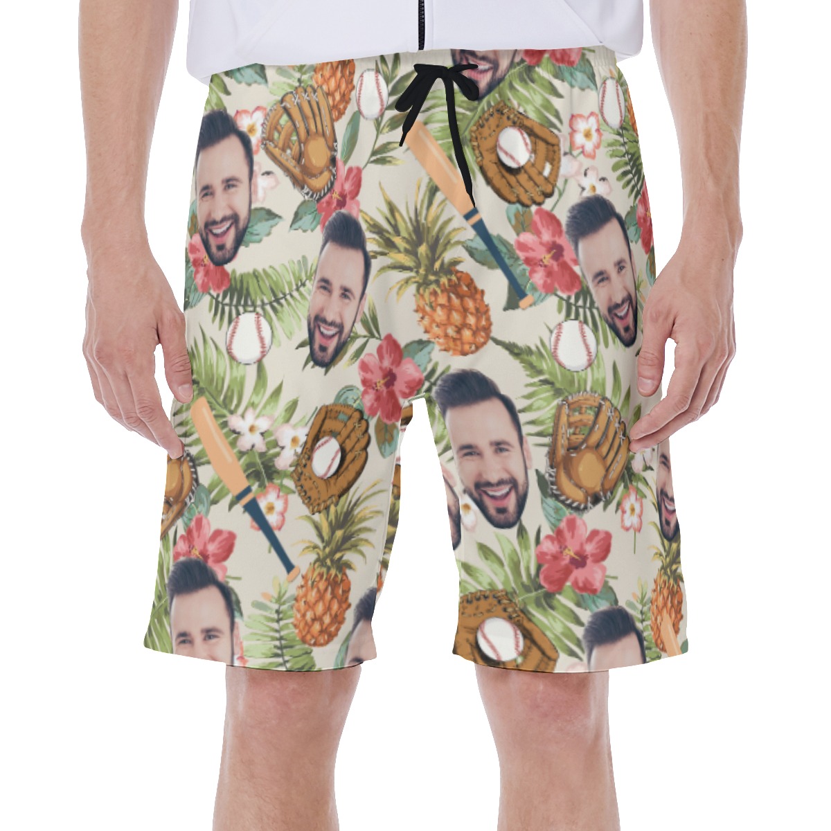Tropical Baseball Custom Face Men's Hawaiian Swimwear - variant image 1