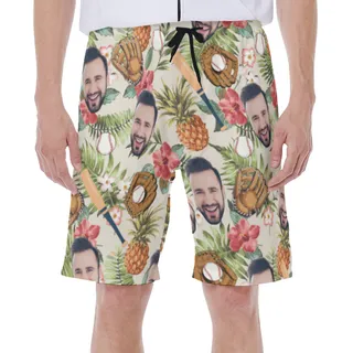 Tropical Baseball Custom Face Men's Hawaiian Swimwear