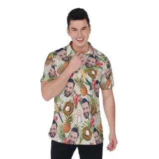Tropical Baseball Custom Face Hawaiian Polo Shirt For Men