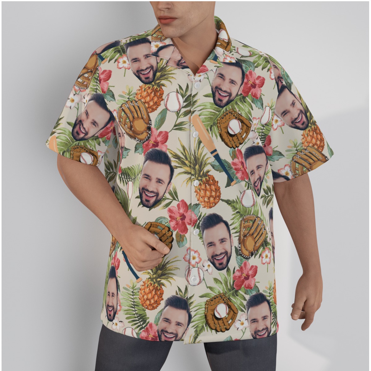Baseball Lover Custom Face Hawaiian Shirt - variant image 1