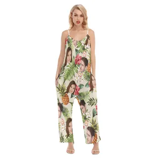 Tropical Custom 2 Faces Hawaiian Loose Jumpsuit For Women