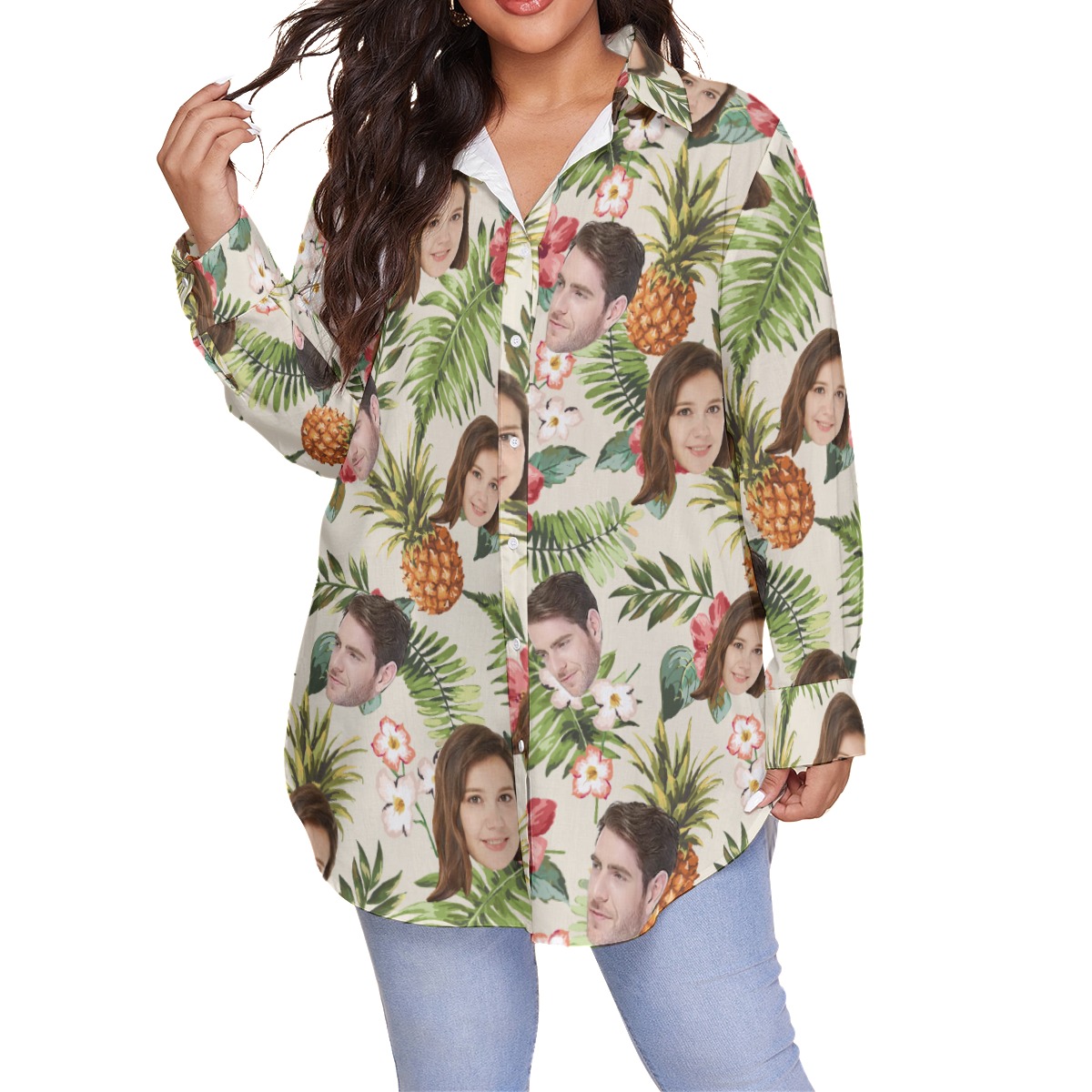 Custom 2 Faces Women's Tropical Hawaiian Blouse - variant image 1