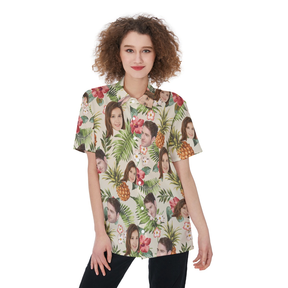 Custom Tropical Pineapple Women's Aloha Shirt With 2 Faces - variant image 1