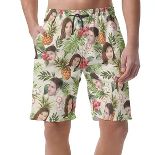 Men's Custom Summer Hawaiian Beach Shorts With 2 Faces