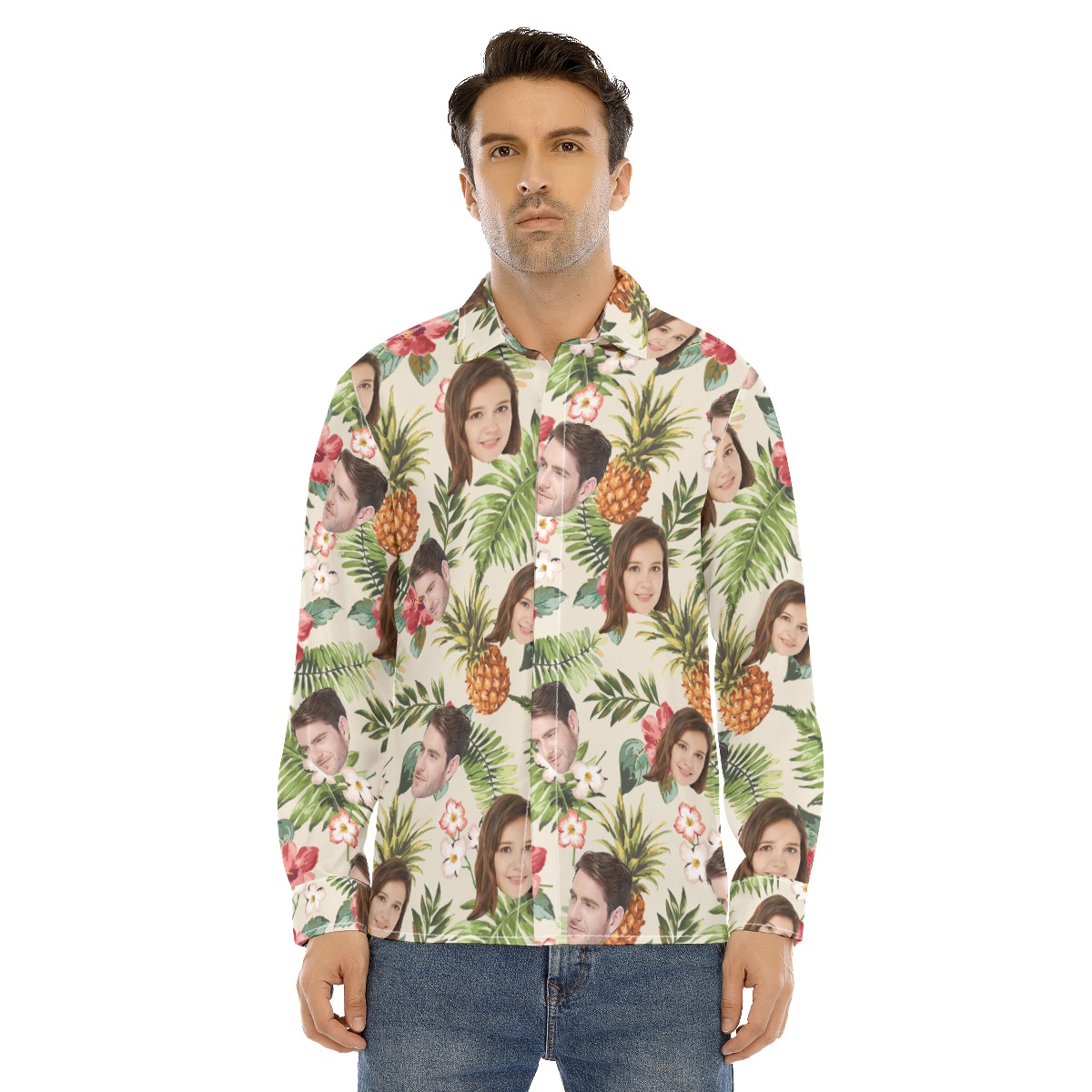 Custom Tropical Long Sleeve Hawaiian Shirt With 2 Faces - variant image 1