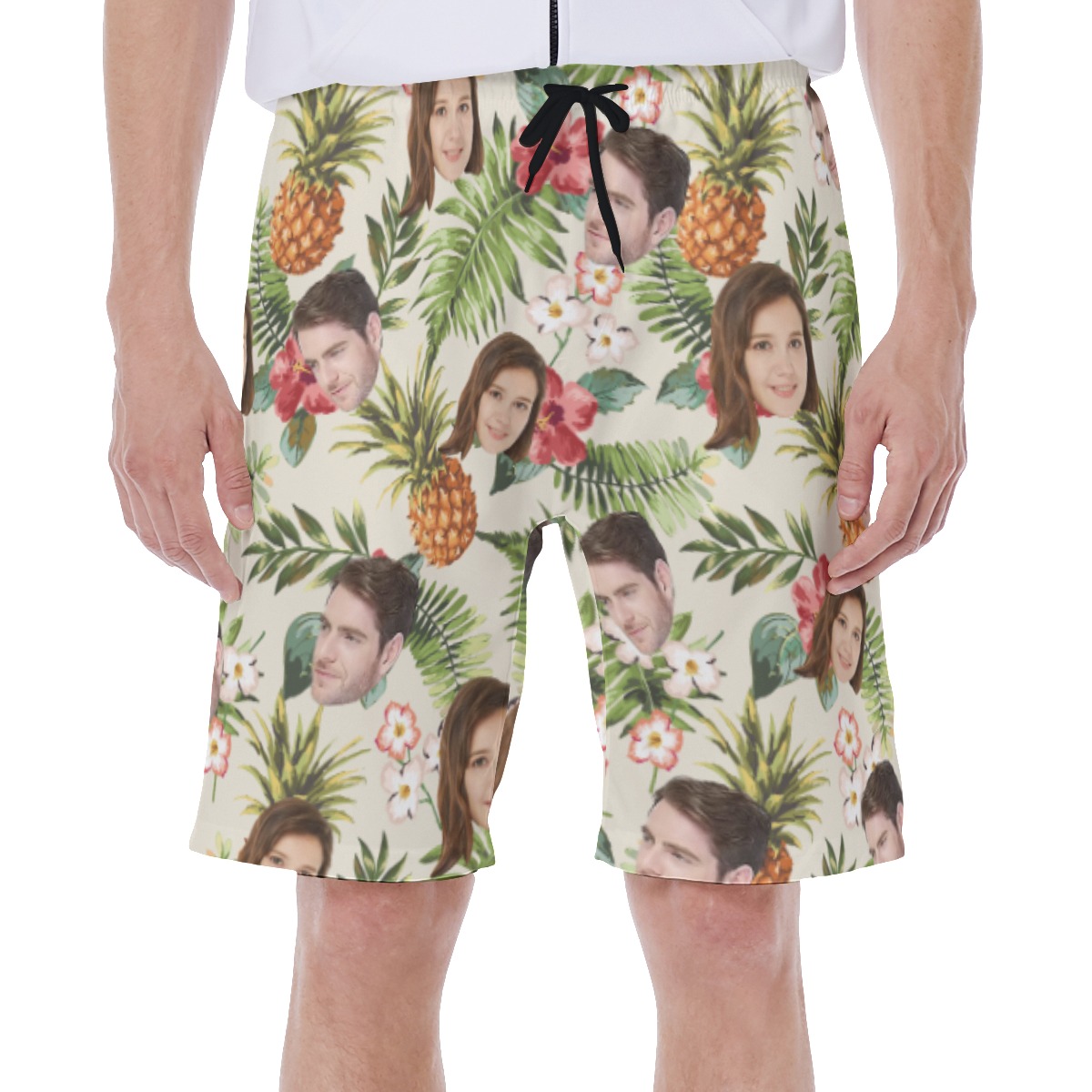 Funny Custom Face Tropical Hawaiian Swim Trunks For Men - variant image 1