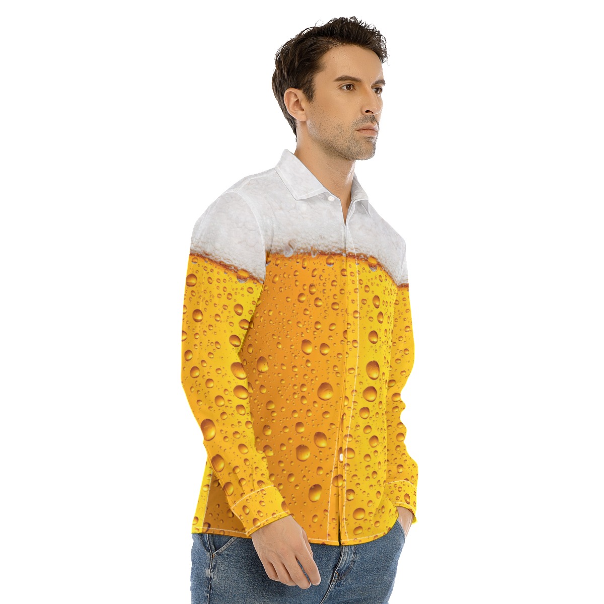 Funny Beer Long Sleeve Hawaiian Shirt For Men