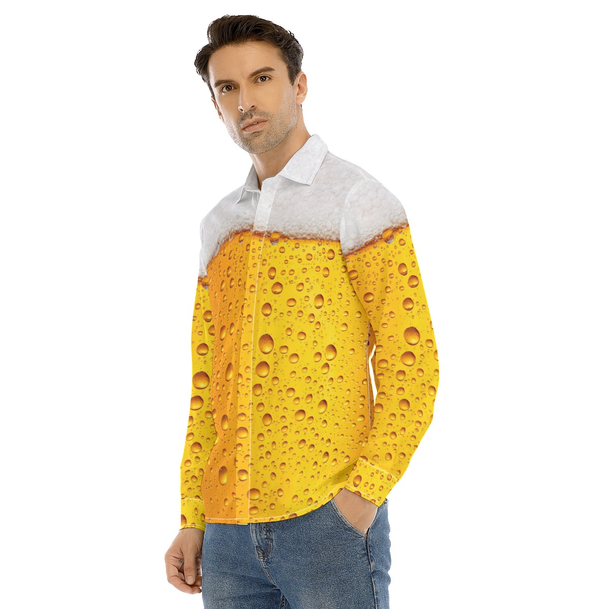 Funny Beer Long Sleeve Hawaiian Shirt For Men