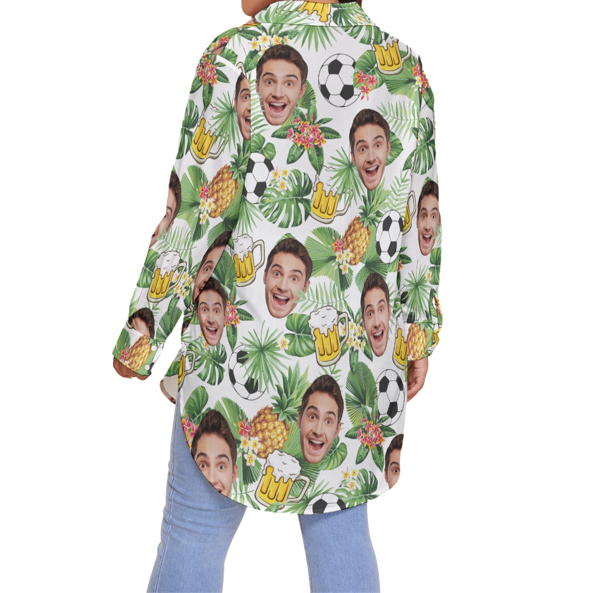 Funny Custom Tropical Soccer Beer Hawaiian Plus Size Shirt With Faces