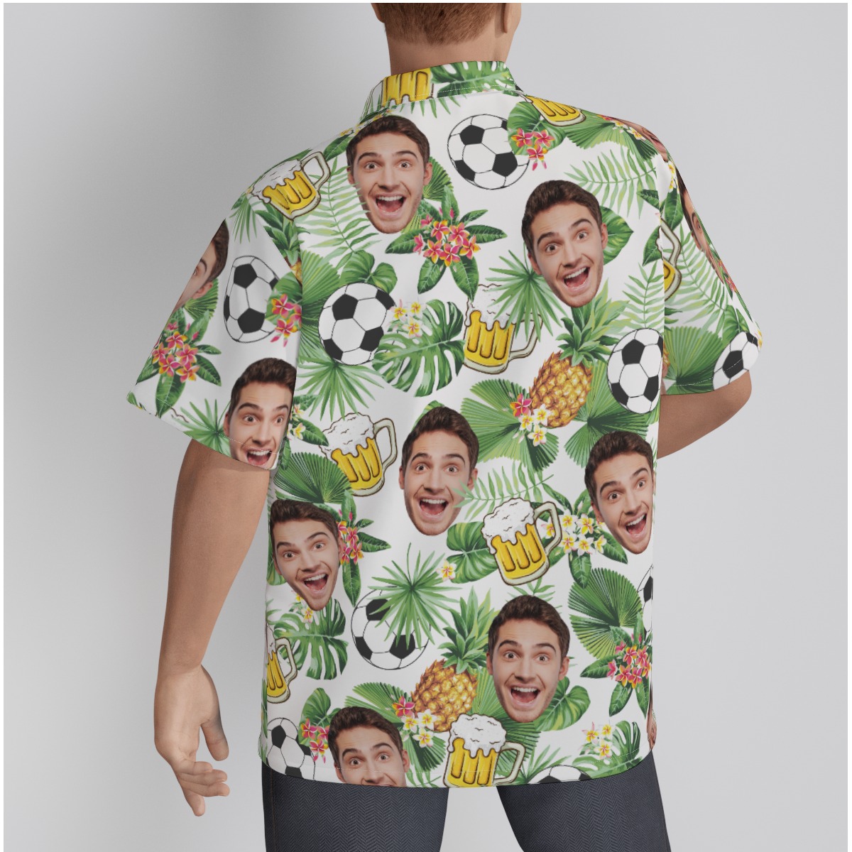 Soccer And Beer Custom Face Hawaiian Shirt