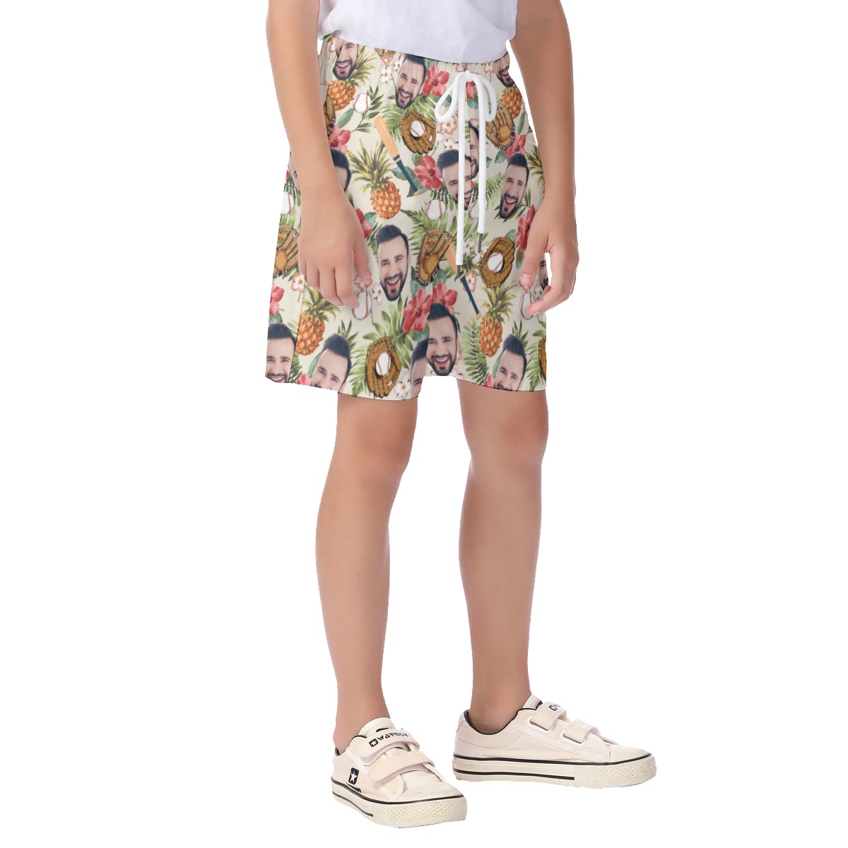 Tropical Baseball Custom Face Summer Beach Shorts For Kids