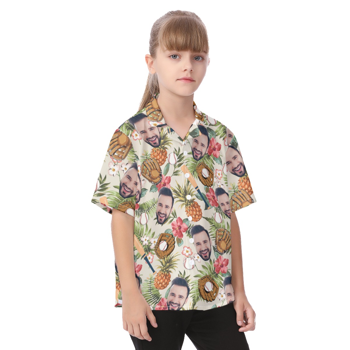 Cute Tropical Baseball Custom Face Hawaiian Shirt For Kids