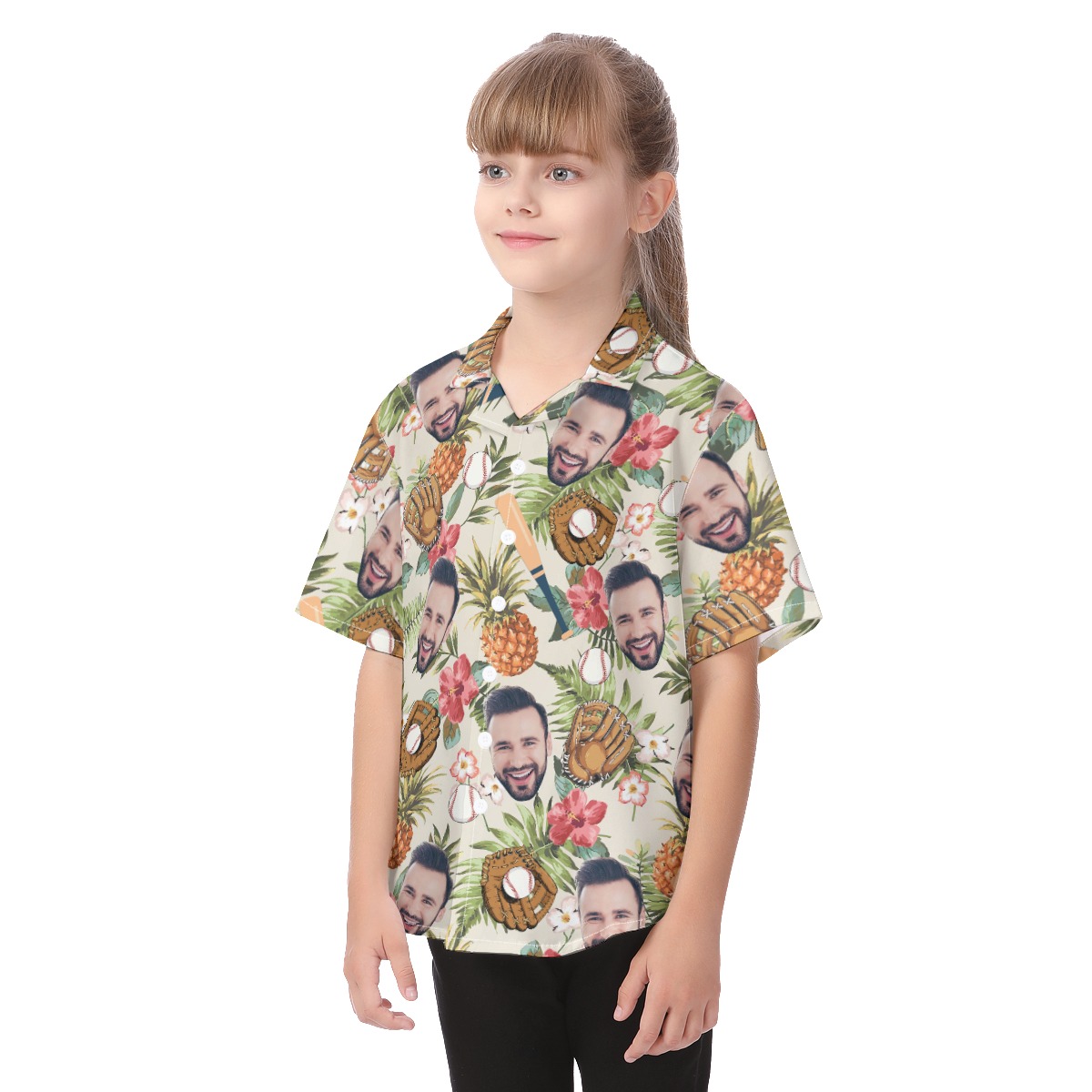 Cute Tropical Baseball Custom Face Hawaiian Shirt For Kids