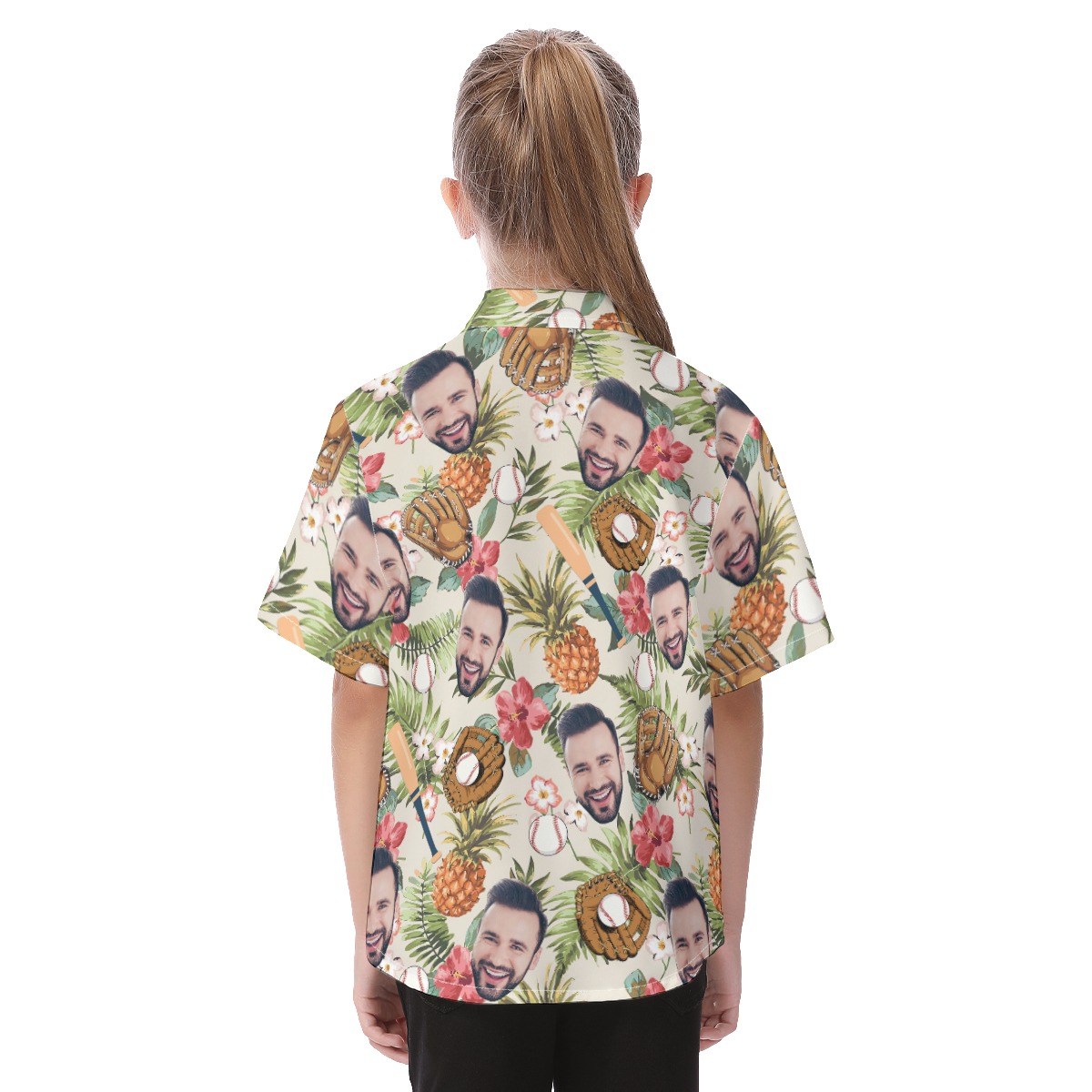 Cute Tropical Baseball Custom Face Hawaiian Shirt For Kids