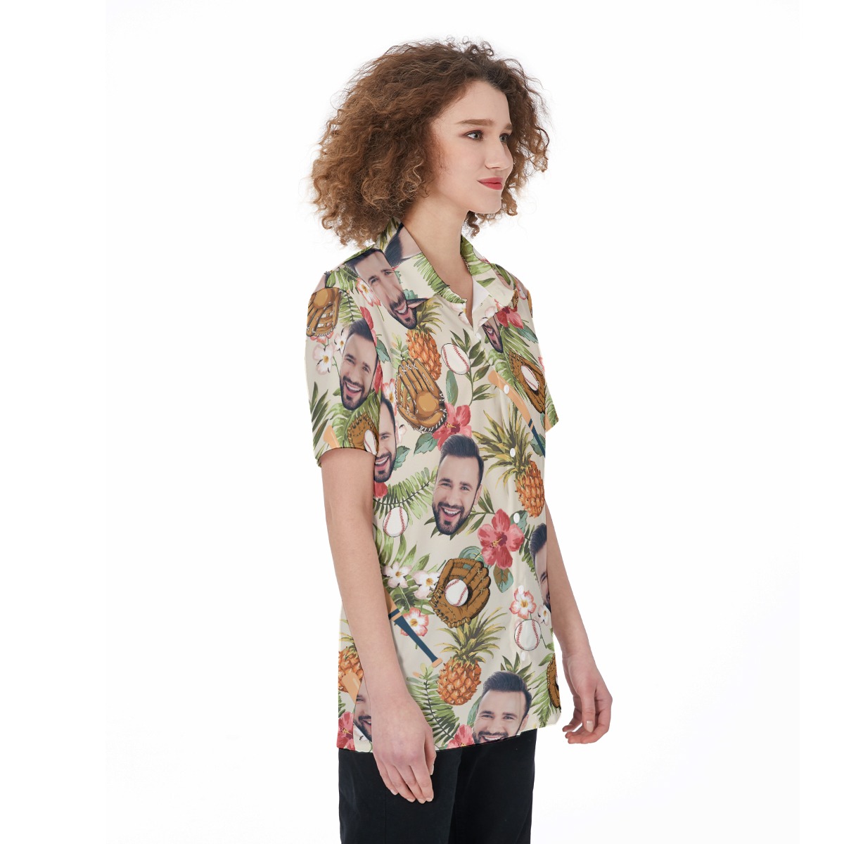 Tropical Baseball Custom Face Women's Hawaiian Shirt