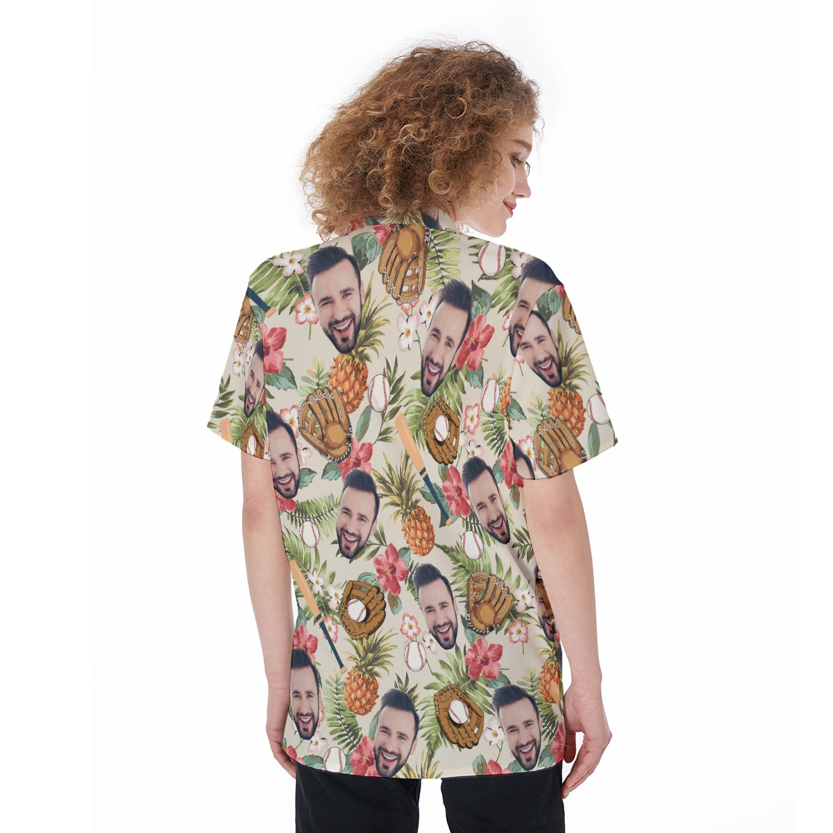Tropical Baseball Custom Face Women's Hawaiian Shirt