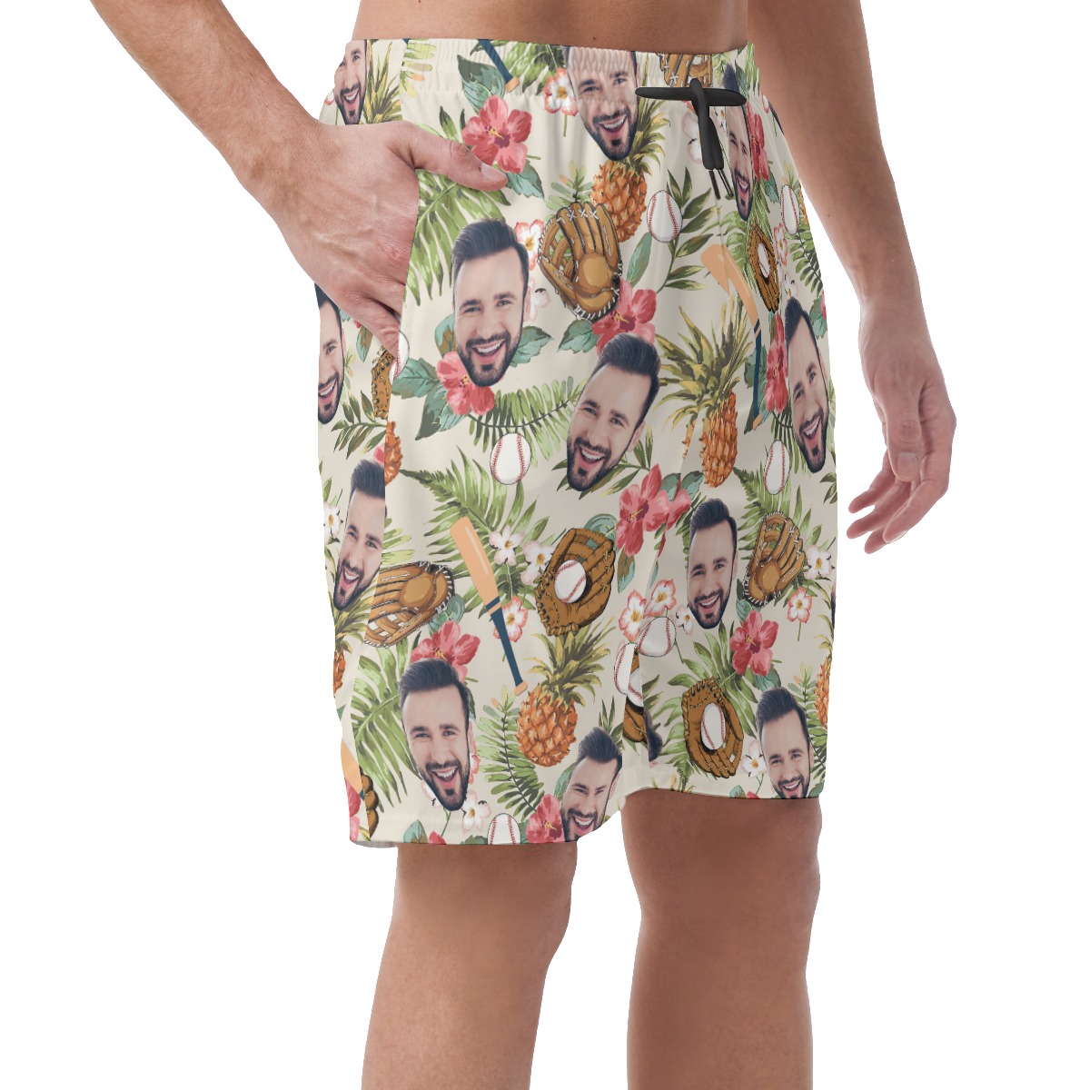 Tropical Custom Face Baseball Summer Beach Shorts For Men