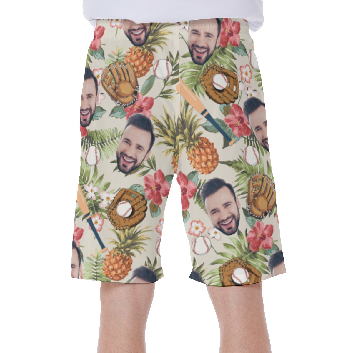 Tropical Baseball Custom Face Men's Hawaiian Swimwear