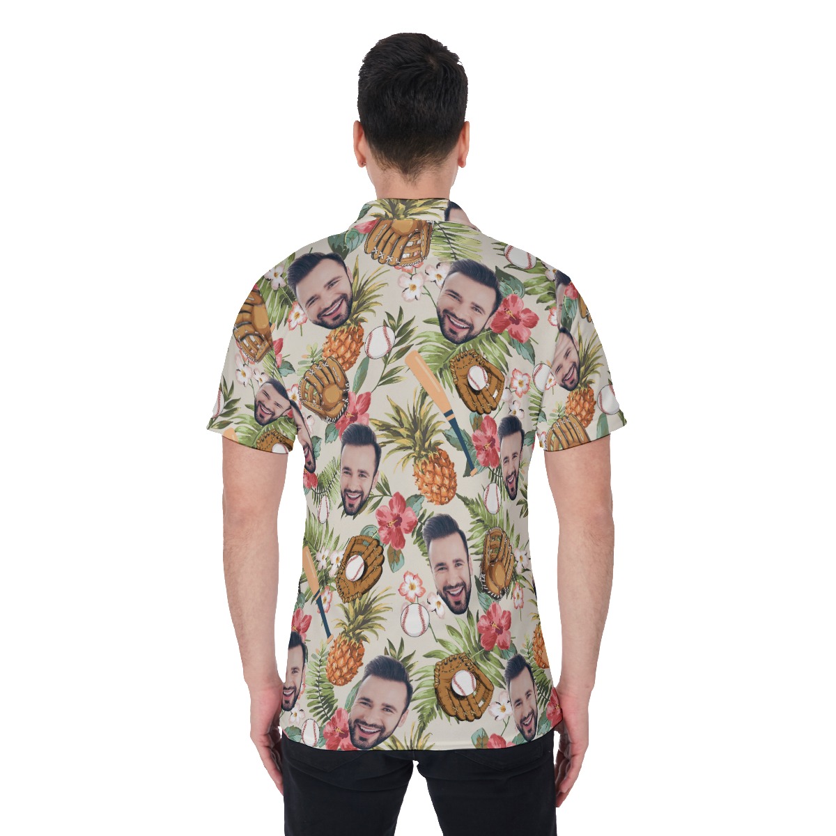 Tropical Baseball Custom Face Hawaiian Polo Shirt For Men