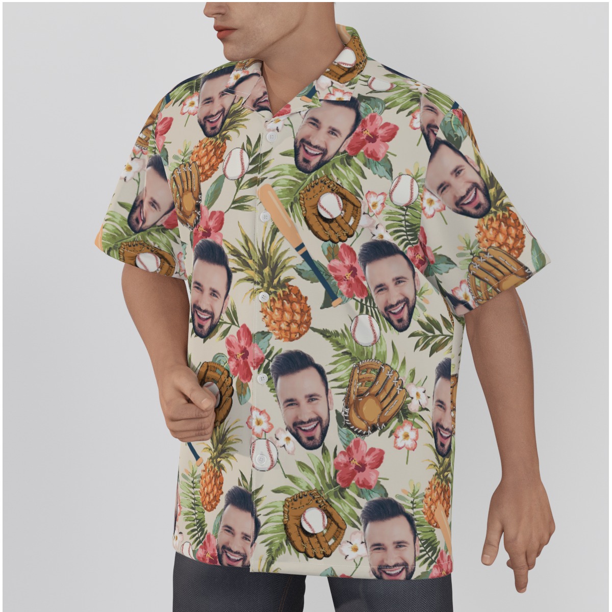 Baseball Lover Custom Face Hawaiian Shirt