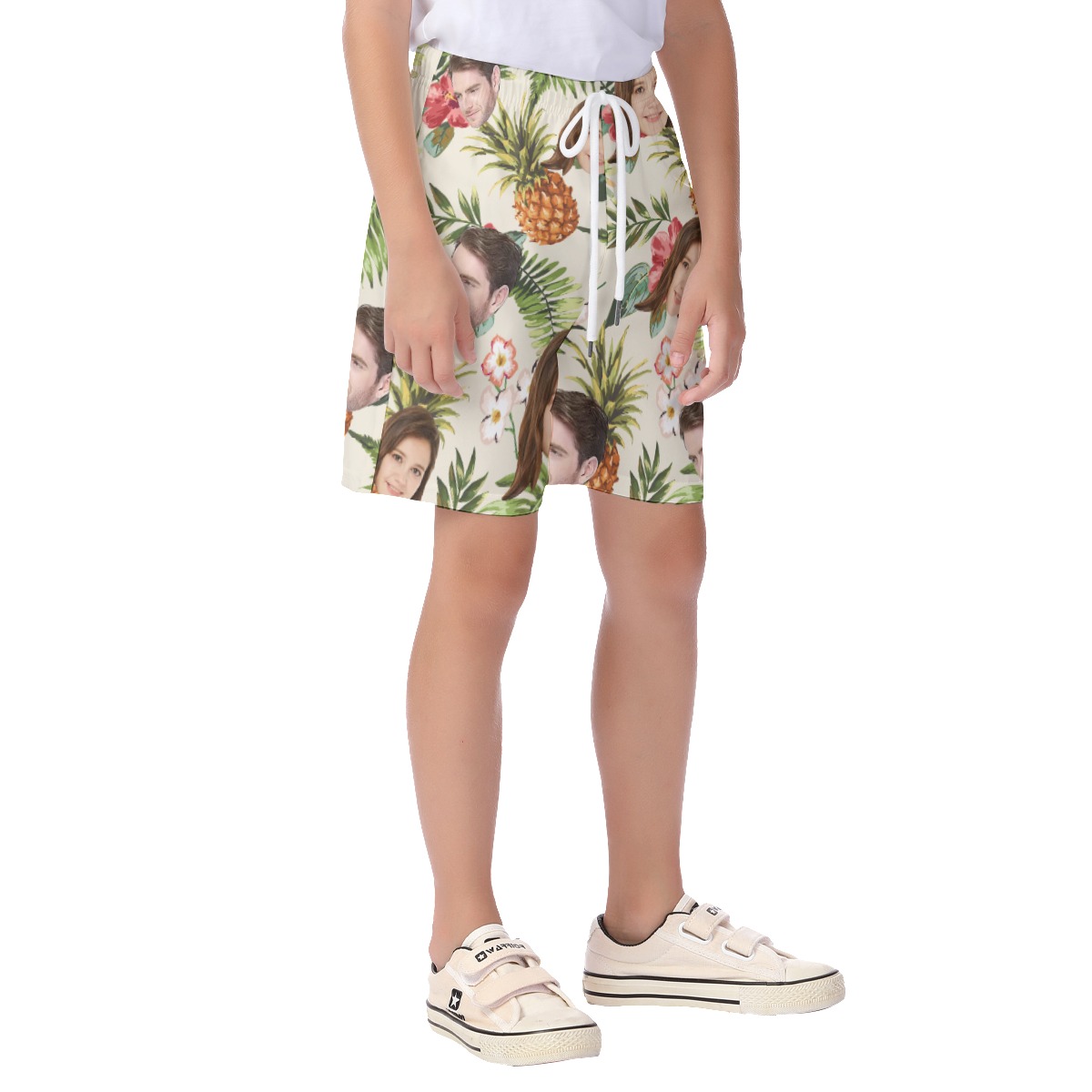 Tropical Custom Face Hawaiian Summer Beach Shorts For Kids