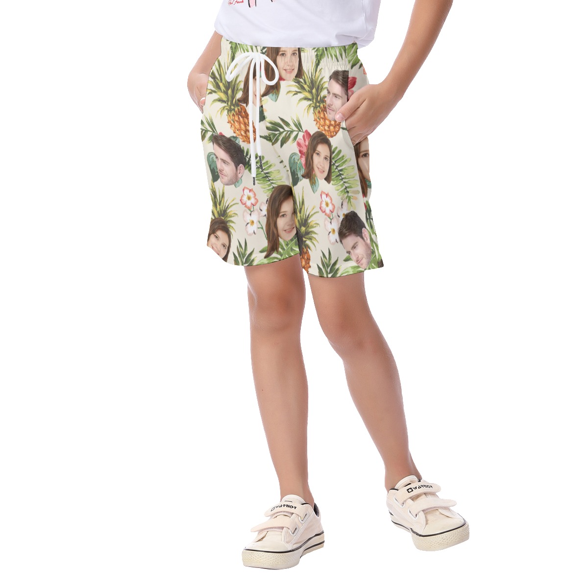 Tropical Custom Face Hawaiian Summer Beach Shorts For Kids