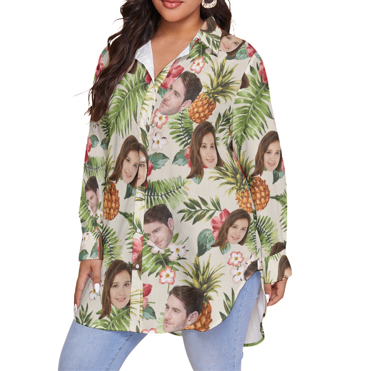 Custom 2 Faces Women's Tropical Hawaiian Blouse