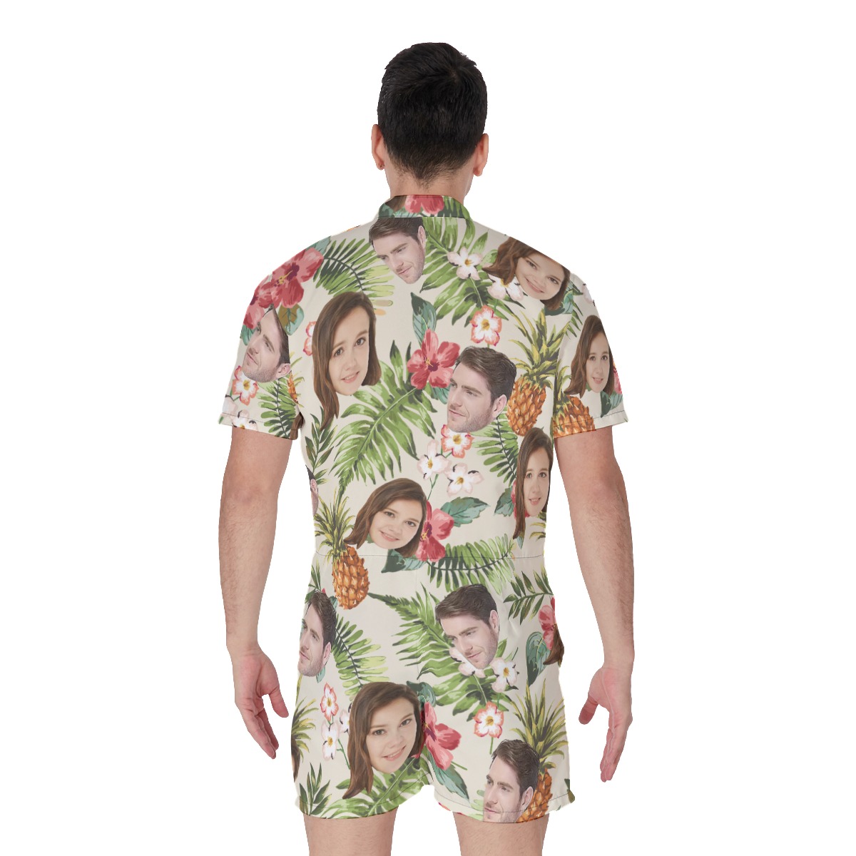 Funny Custom 2 Faces With Pineapple Tropical Patterns Men's Hawaiian Romper