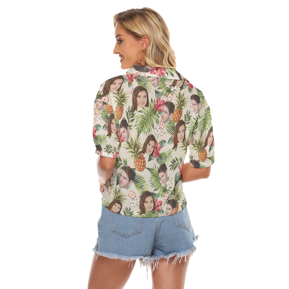 Tropical Custom Face Hawaiian Crop Top Shirt For Women