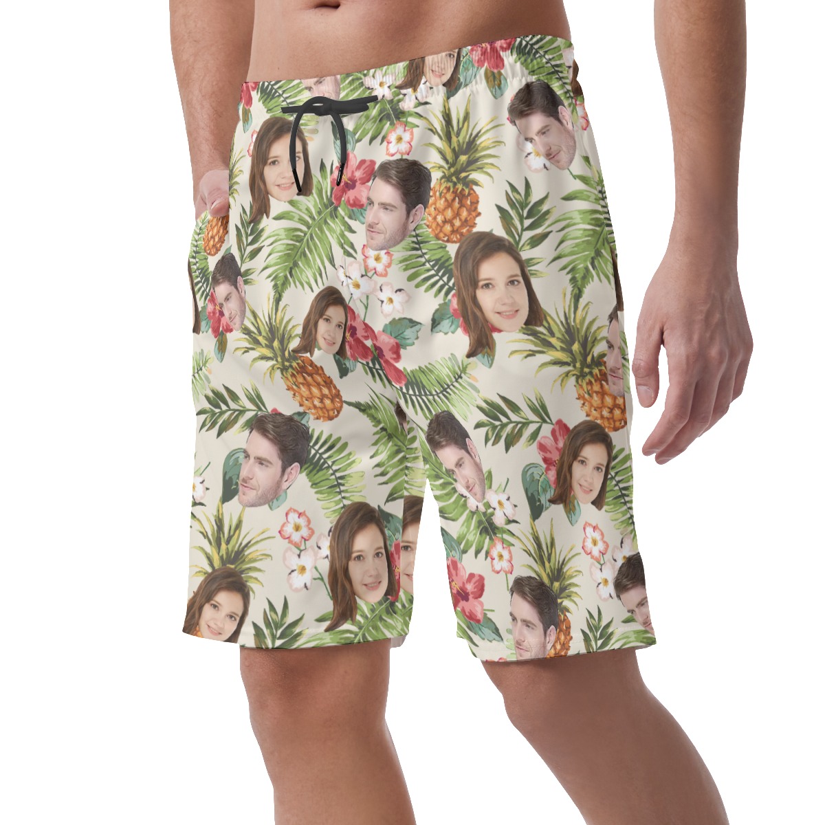 Men's Custom Summer Hawaiian Beach Shorts With 2 Faces