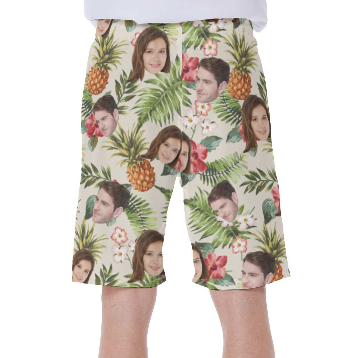 Funny Custom Face Tropical Hawaiian Swim Trunks For Men
