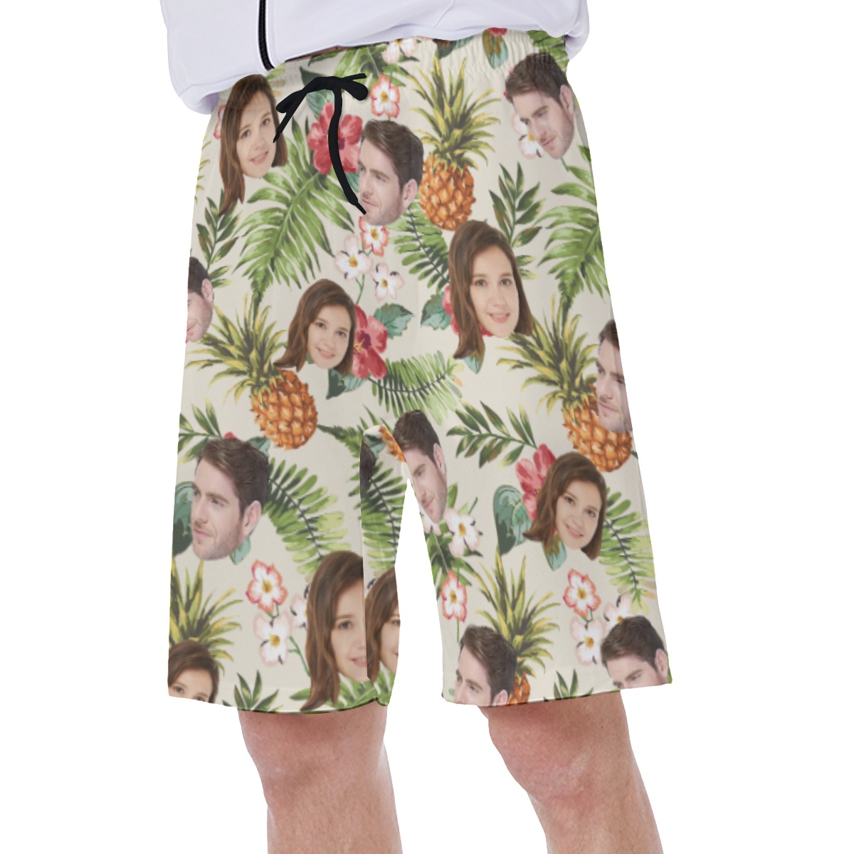 Funny Custom Face Tropical Hawaiian Swim Trunks For Men