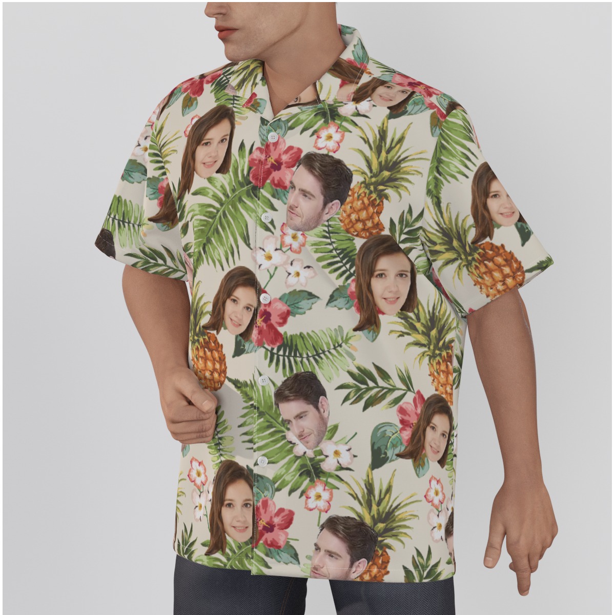 Tropical Custom Face Hawaiian Shirt For Couple