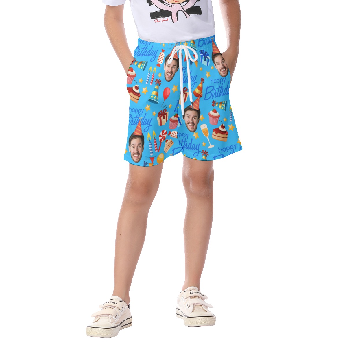 Custom Face Birthday Theme Beach Shorts For Kids - variant image 1