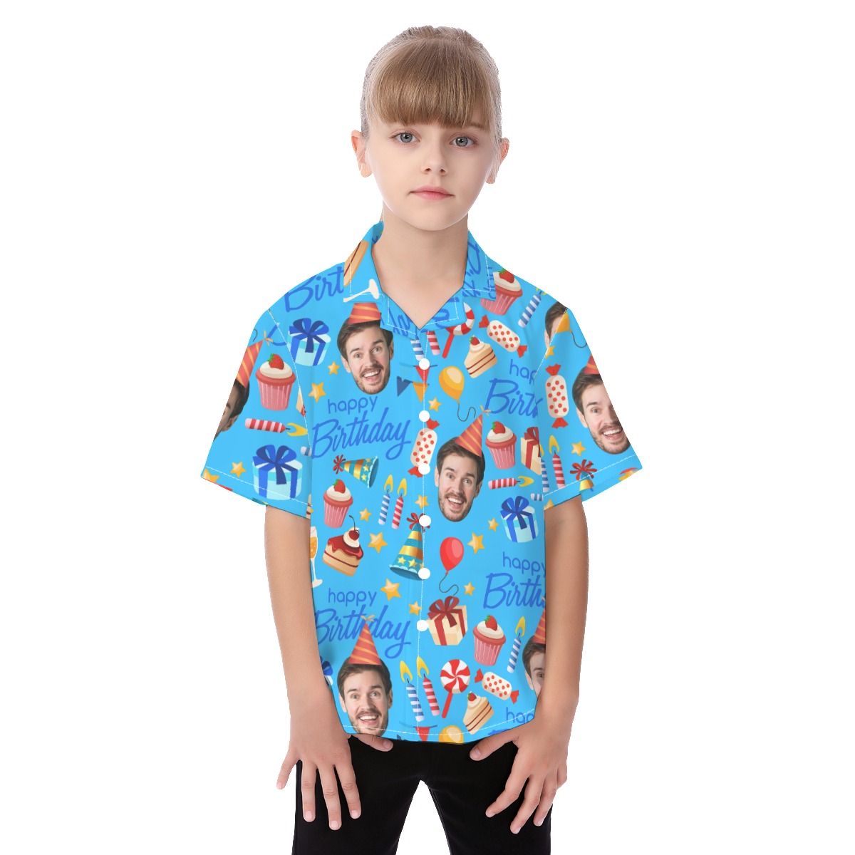 Custom Face Birthday Party Hawaiian Shirt For Kids - variant image 1