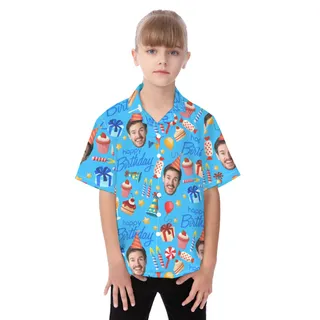 Custom Face Birthday Party Hawaiian Shirt For Kids