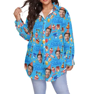Custom Face Happy Birthday Women's Plus Size Shirt