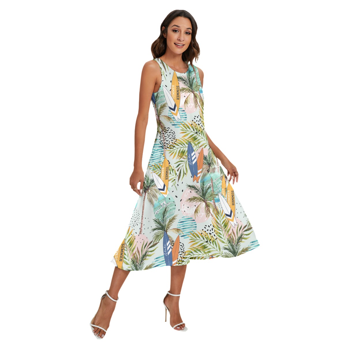 Tropical Surfing Boards Women's Hawaiian Long Dress With Pocket - variant image 1