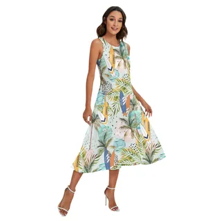 Tropical Surfing Boards Women's Hawaiian Long Dress With Pocket