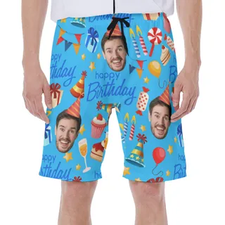 Custom Face Birthday Hawaiian Swim Trunks For Men