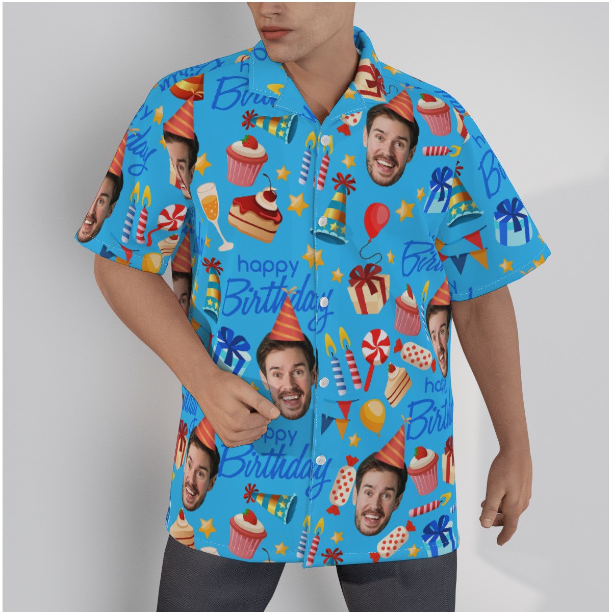 Funny Custom Face Birthday Hawaiian Shirt For Men - variant image 1