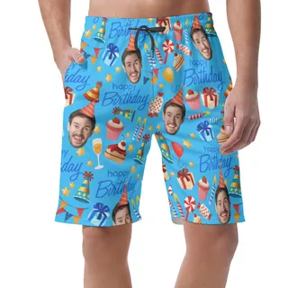 Custom Face Happy Birthday Shorts For Men
