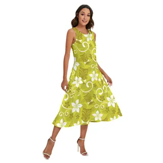 Women's Tropical Tiki Luau Hawaiian Long Dress