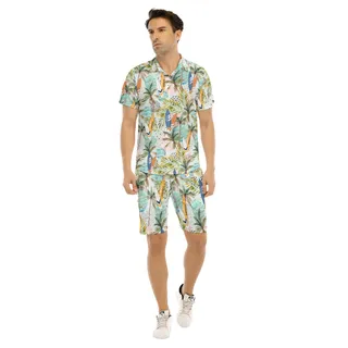 Set Tropical Surfing Boards Hawaiian Shirt And Matching Shorts For Men