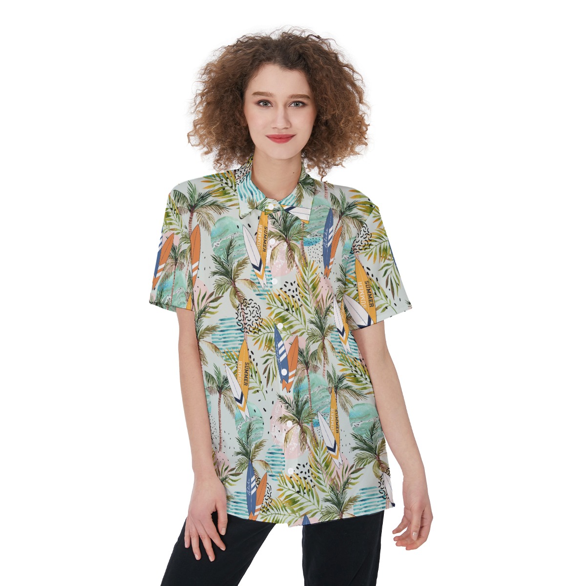 Surfing Boards Tropical Aloha Shirt For Women - variant image 1