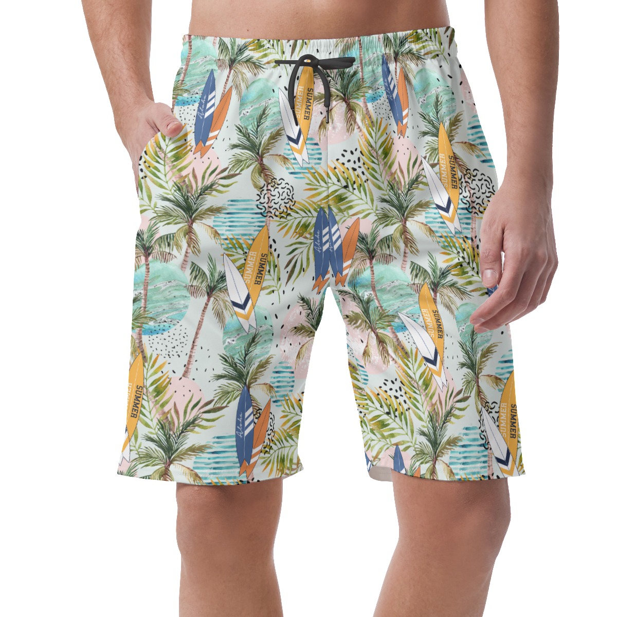 Cool Tropical Surfing Board Summer Beach Shorts For Men - variant image 1