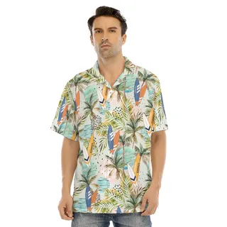 Tropical Surfing Board Men's Hawaiian Shirt